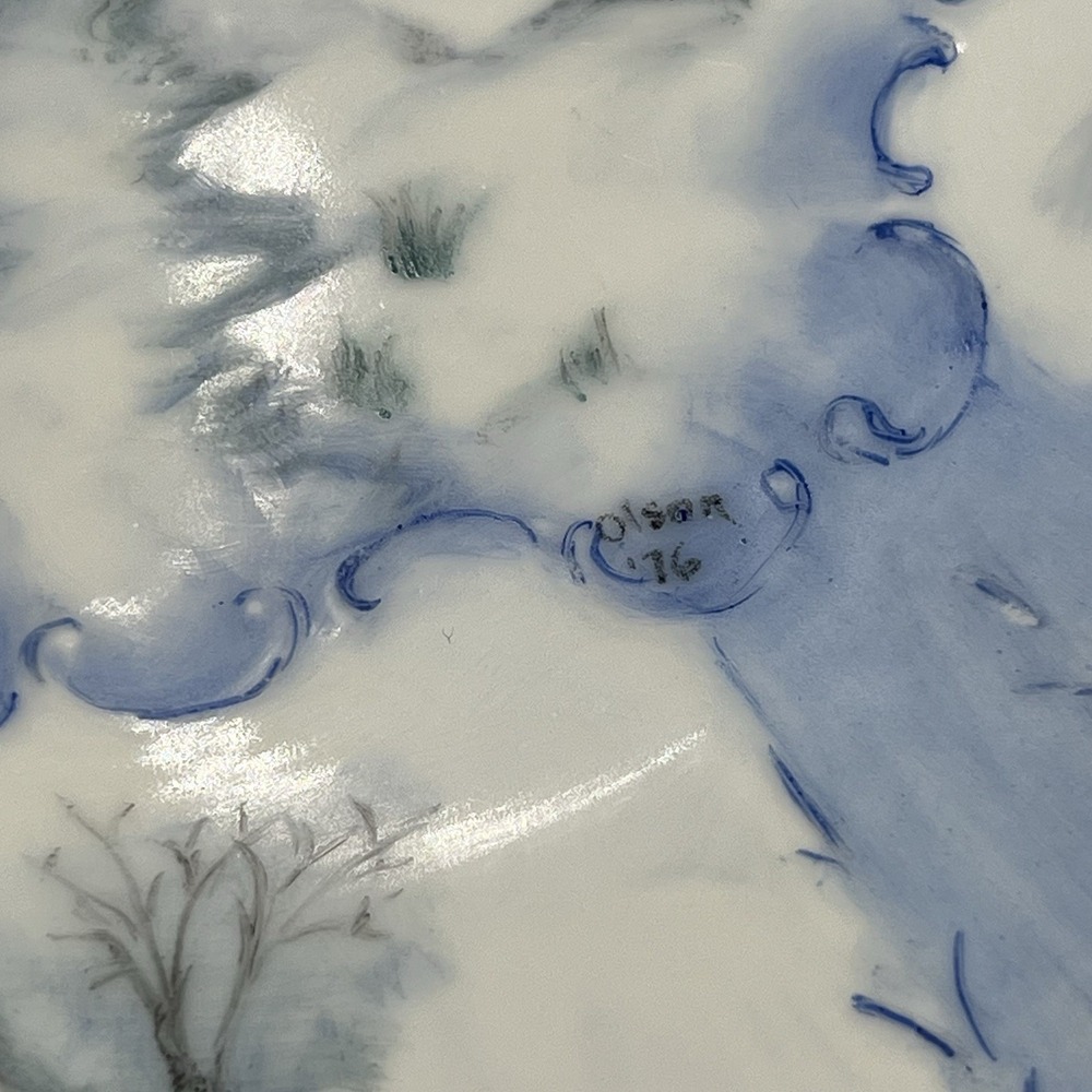 Vintage Hand Painted Winter Scene Decorative Plate Signed 1976 - Picture 2 of 14